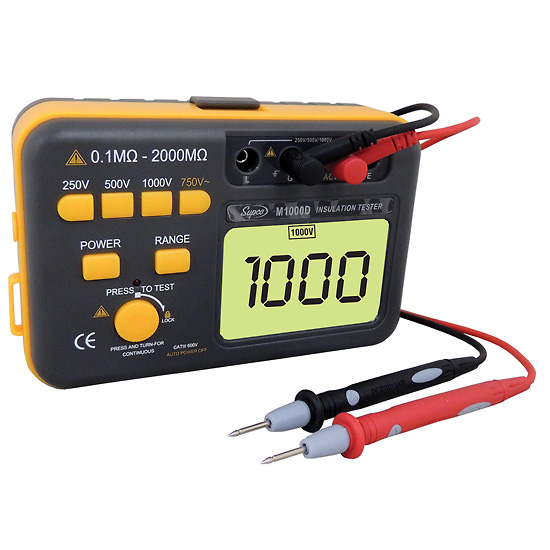 Supco M1000D Megohmmeter Insulation Tester 1000V Battery Operated from