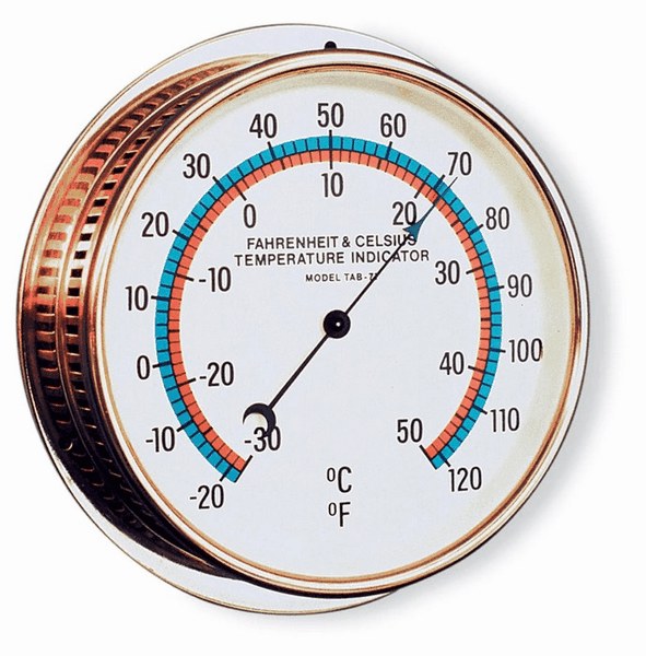 Temperature Dial Indicator with White Face and Brass Case from Davis