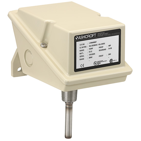 Ashcroft LTA Temp Switch Direct Mount 9 0 Bulb 65 125C Adjustable