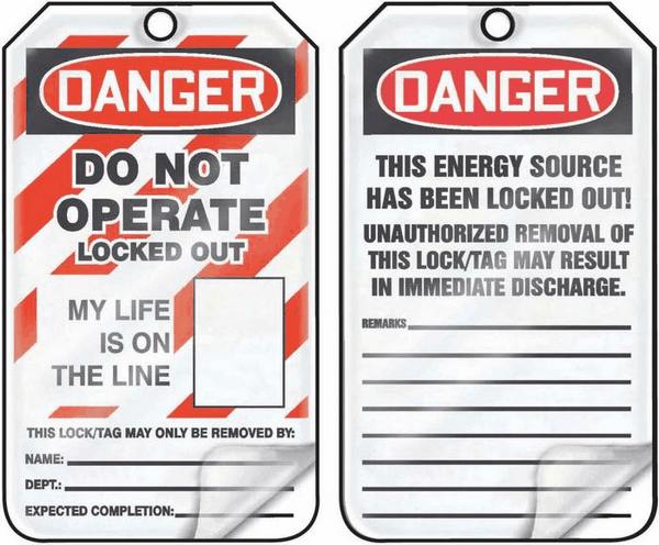 Lockout Tagout Tag Danger Do Not Operate Life On Line 5 8x3 4 Plastic ...