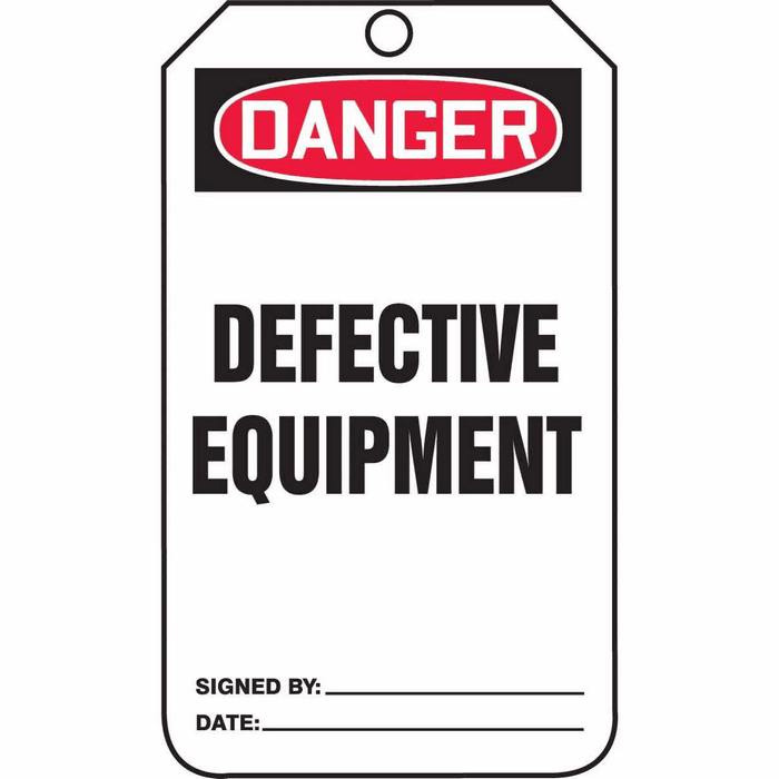Tag Danger Defective Equipment Back A 5 7 8 X 3 3 8 RV Plastic from Davis Instruments