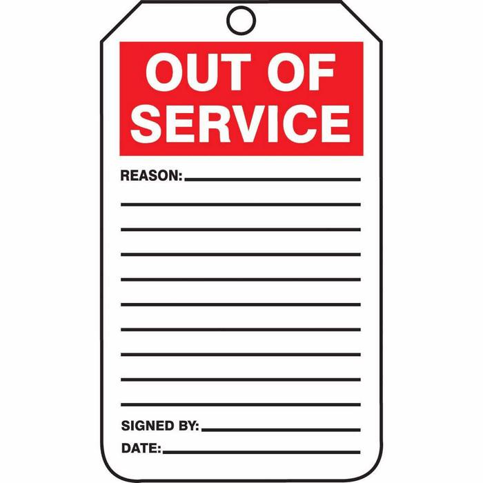 Tag Out Of Service 5 7 8 X 3 3 8 RV Plastic from Davis Instruments