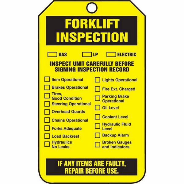 Tag Forklift Inspection 5 7 8 X 3 1 8 PF Cardstock from Davis Instruments