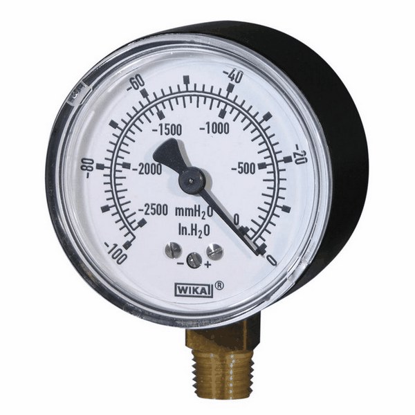 wika-611-10-2-5-dual-scale-pressure-gauge-100-wc-and-2500-mm-h2o-from