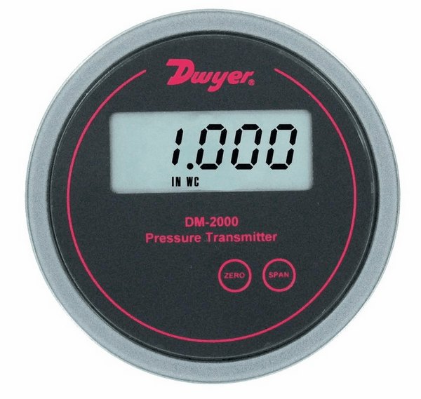 Dwyer Differential Pressure Transmitter with Digital Display 0 100 WC