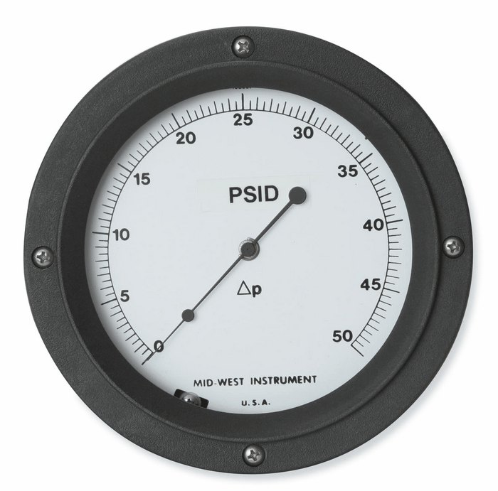 Mid West 109 Differential Pressure Gauge 15 psid Al SS 1500 psi max
