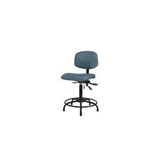 Cole Parmer Vinyl Medium Bench Height Chair Round Tube Base No Tilt Adjustable Arms Glides