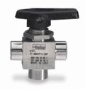DO-30527-60 Parker<small><sup>&reg;</sup></small> three-way ball valve, stainless steel, 1/4" NPT(F)